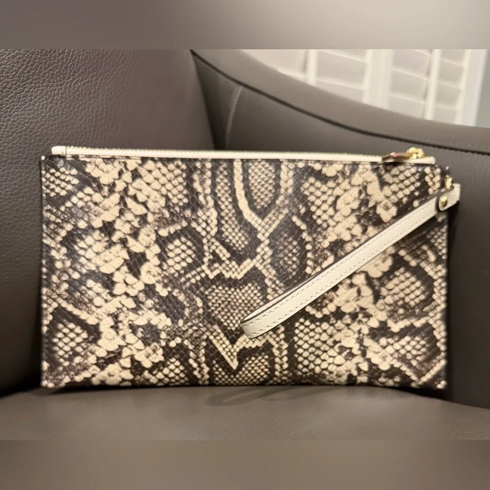 Michael‎ Kors Black and Cream Snake Embossed Clutch